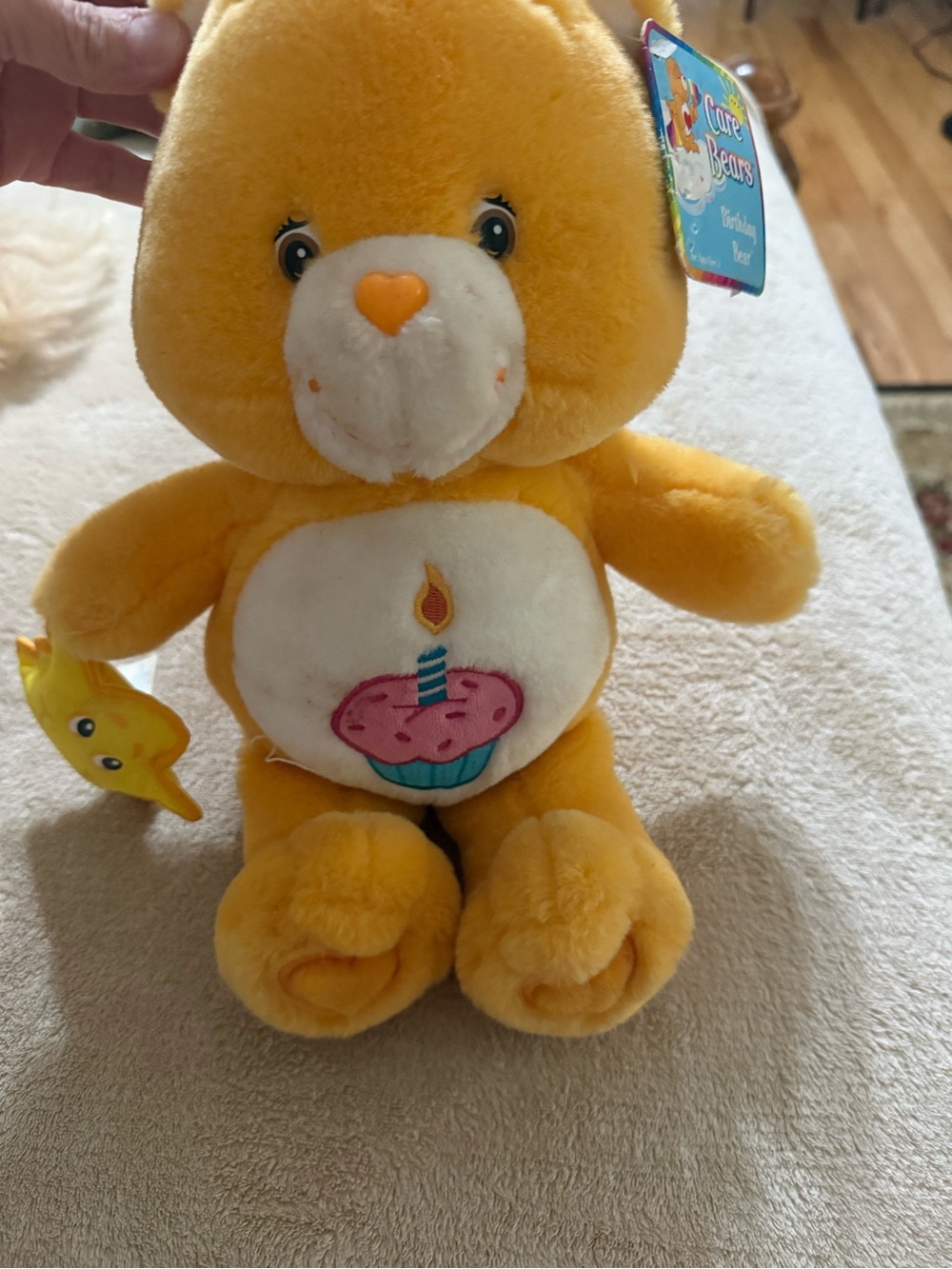 Care Bears Birthday Bear Plush - Bright Yellow with Pink & Blue Belly Patch
